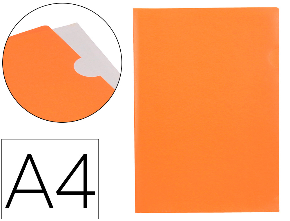 BOLSA DOSSIER LIDERPAPEL DIN A4 POLIPROPILENO LARANJA FLUOR OPACO 20 FOLHAS