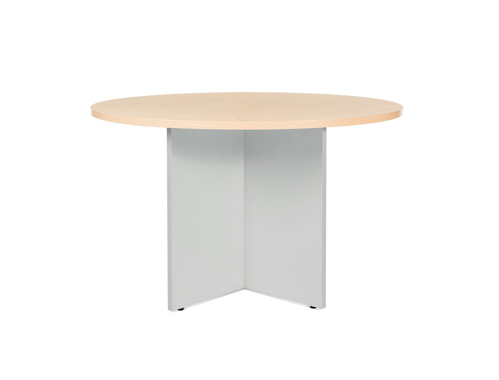 MESA DE REUNIAO ROCADA MEETING 3006AB01 ESTRUTURA EM MADEIRA CINZA ALUMINIO TABULEIRO EM FAIA 120 CM DIAMETRO