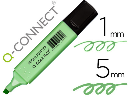 MARCADOR FLUORESCENTE Q-CONNECT PASTEL VERDE PONTA BISELADA