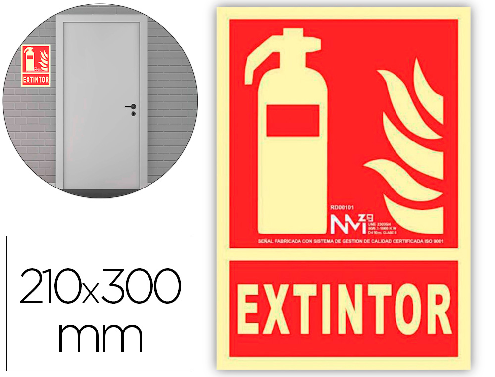 PICTOGRAMA ARCHIVO 2000 EXTINTOR PVC VERMELHO LUMINISCENTE 210X300 MM