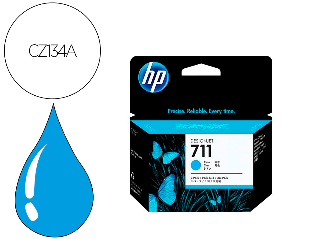 TINTEIRO HP DESIGNJET T120/T520 CIAN N 711 PACK 3/1000 PAGINAS