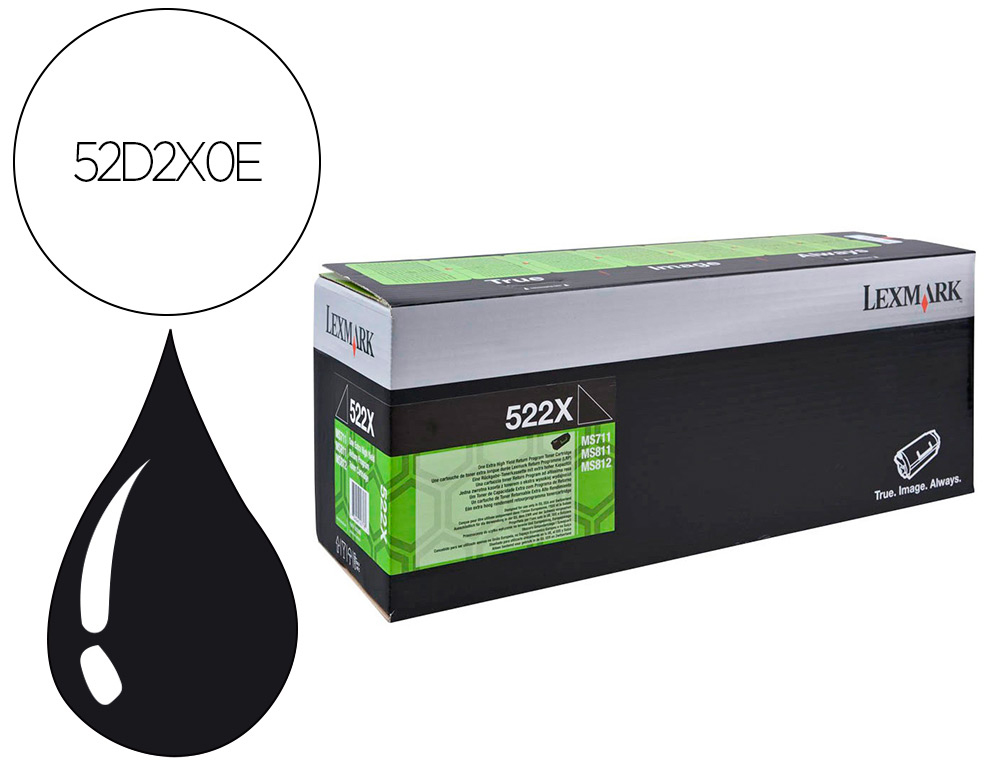 TONER LEXMARK LASER 52D2X0E MS811 SERIES / MS812 SERIES PRETO 45000 PAGINAS