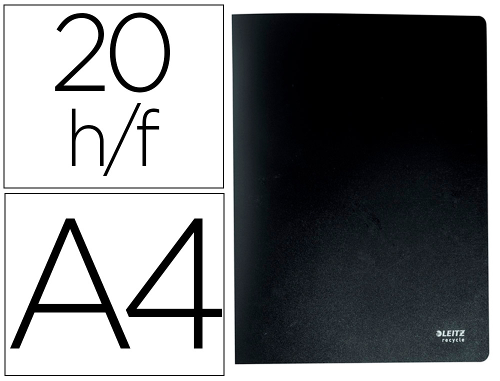 CAPA CATALOGO LEITZ RECYCLE DIN A4 20 BOLSAS POLIPROPILENO PRETO