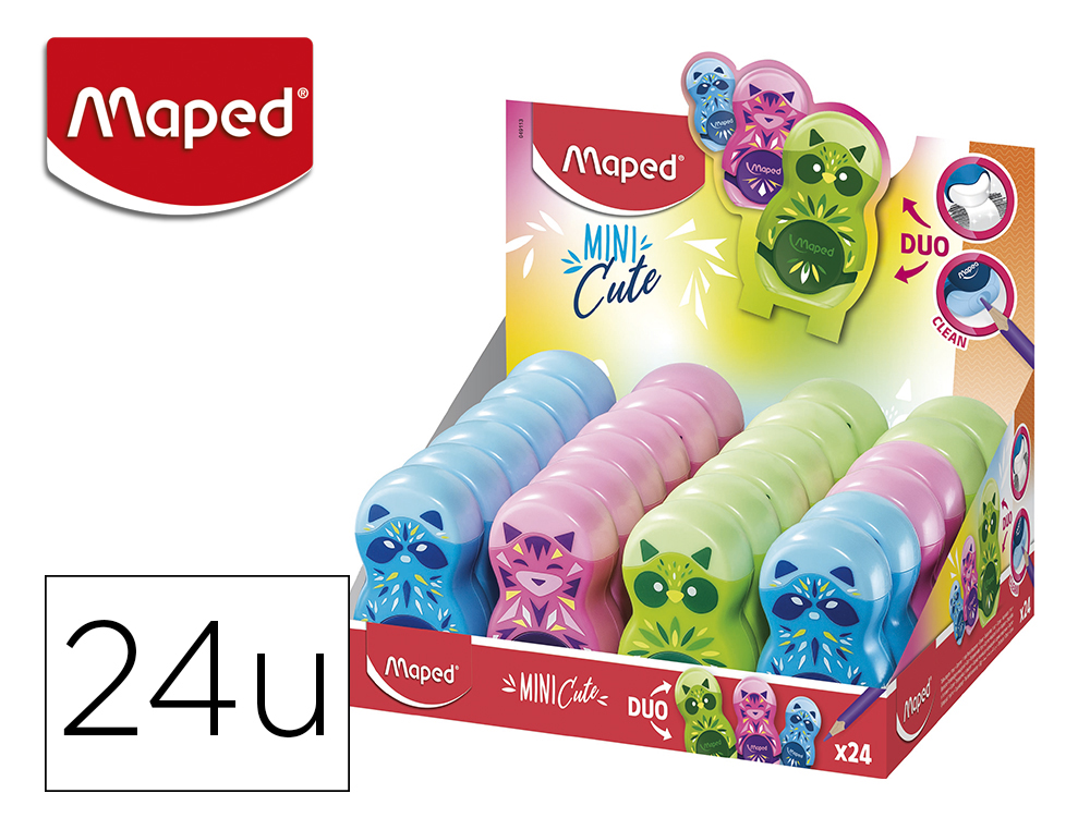 APARA LAPIS PLASTICO MAPED 1 USO COM BORACHA LOOPY MINI CUTE