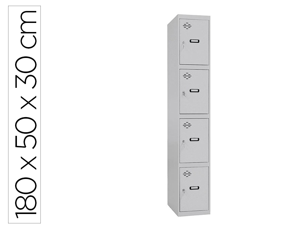 CACIFO METALICO SIMONLOCKER 4 PORTAS COM FECHADURA RESPIRO E CAIXILHO PARA ETIQUETAS CINZA/AZUL 1800X500X300 MM