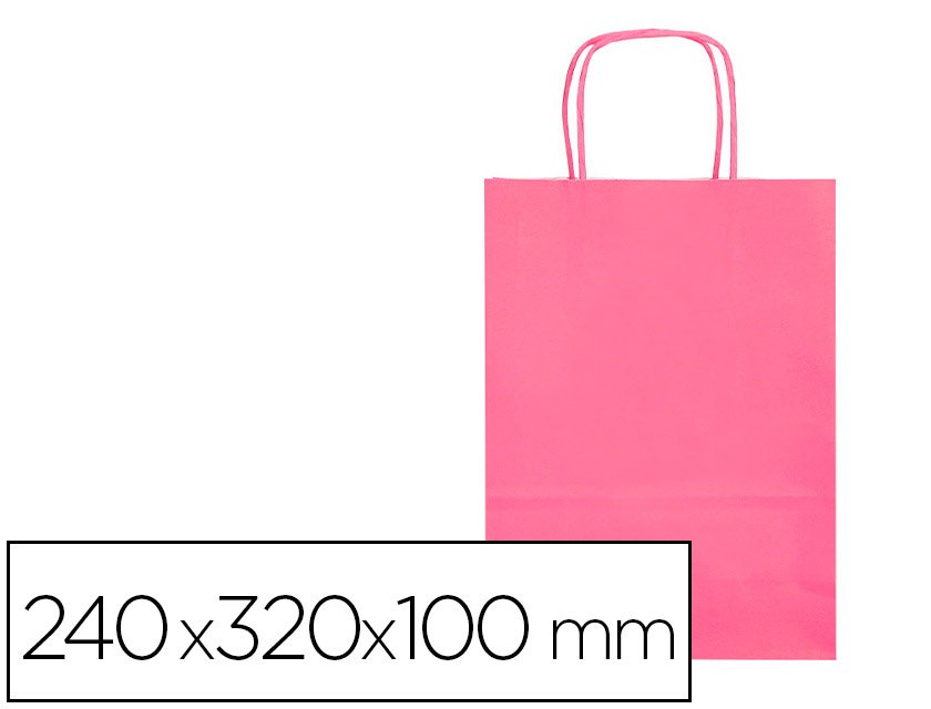 SACO DE PAPEL Q-CONNECT CELULOSE ROSA S COM ASA TORCIDA 240X320X10 MM