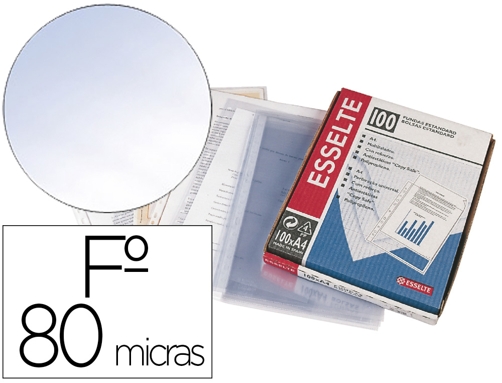 BOLSA CATALOGO/MICA ESSELTE FOLIO PVC CRISTAL 80 MC COM REFORCO CAIXA DE 100 UNIDADES