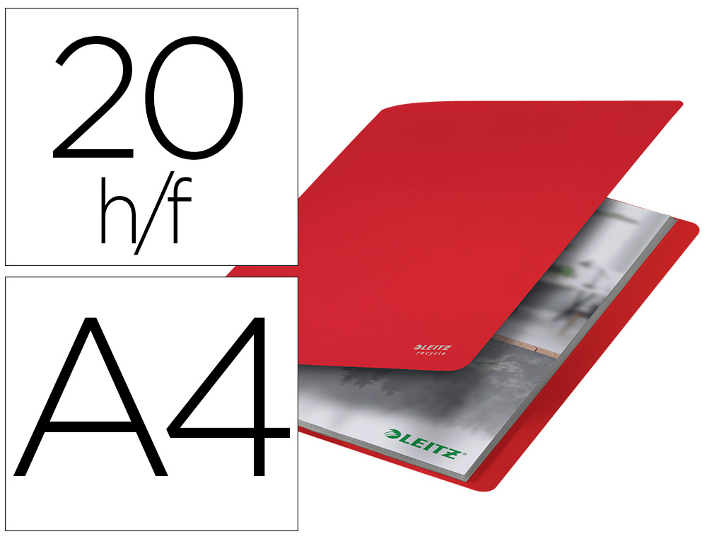 CAPA CATALOGO LEITZ RECYCLE DIN A4 20 BOLSAS POLIPROPILENO VERMELHO