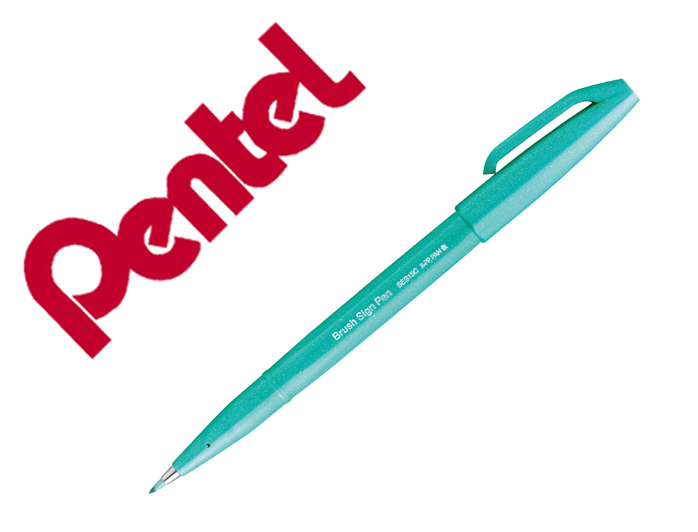 MARCADOR PENTEL BRUSH SIGN PEN COR VERDE ESMERALDA