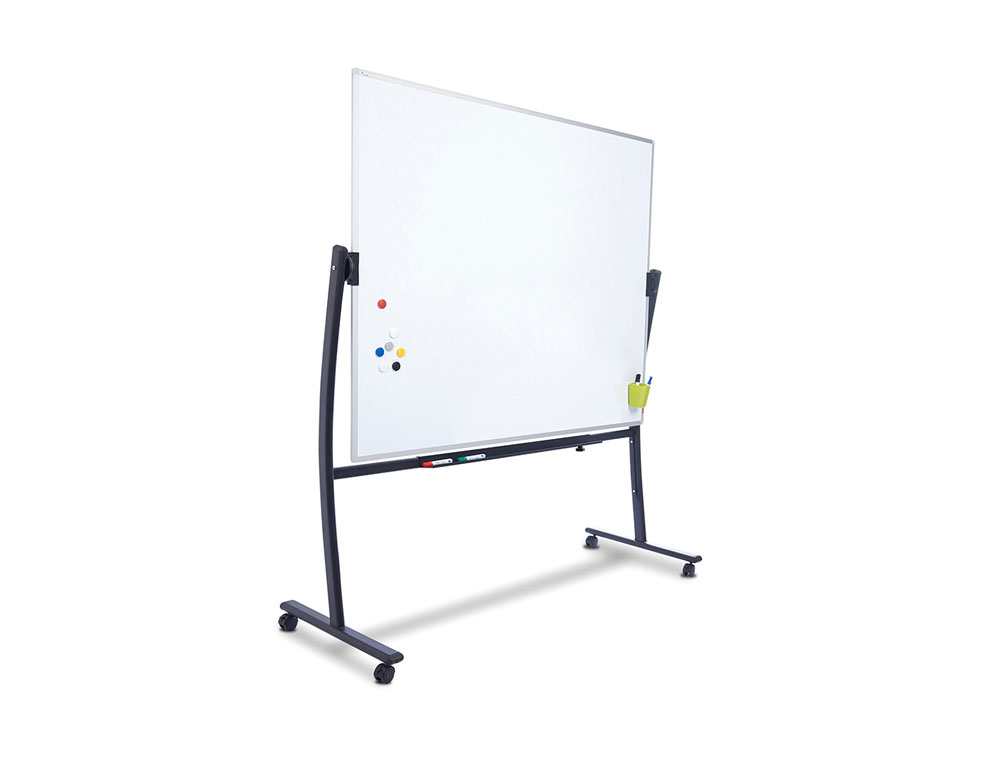 QUADRO BRANCO ROCADA ACO LACADO MAGNETICO MOLDURA ALUMINIO DUPLA FACE GIRATORIO CURVE 120X200 CM