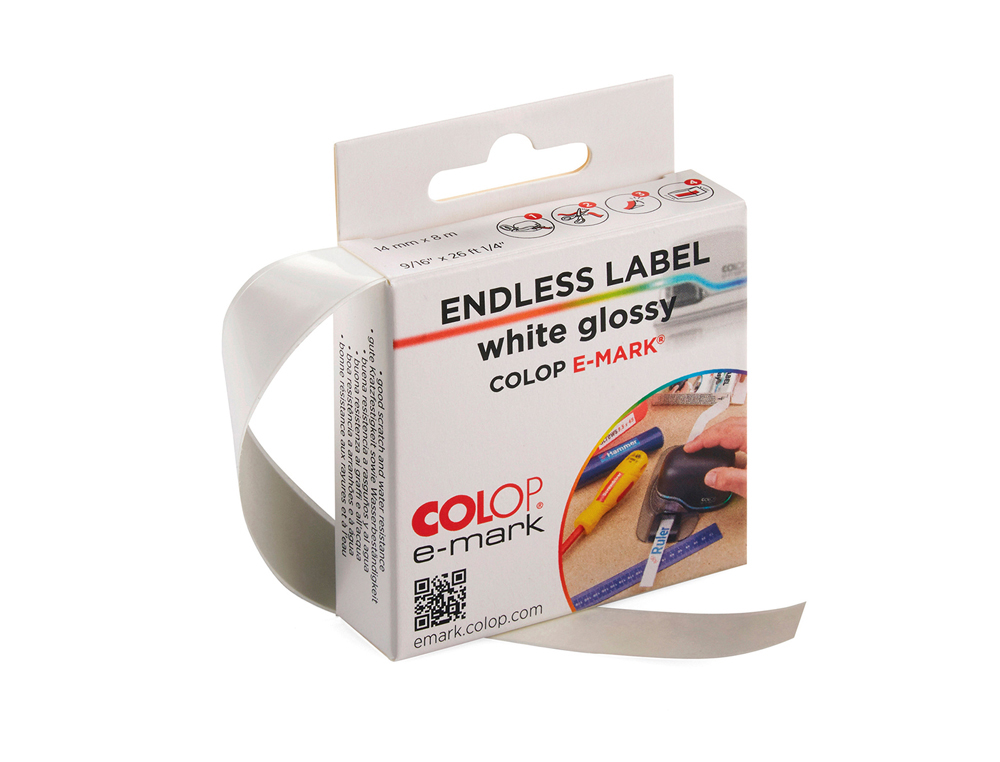 FITA ADESIVA COLOP POLIPROPILENO BRANCO BRILHO PARA IMPRESSORA E-MARK