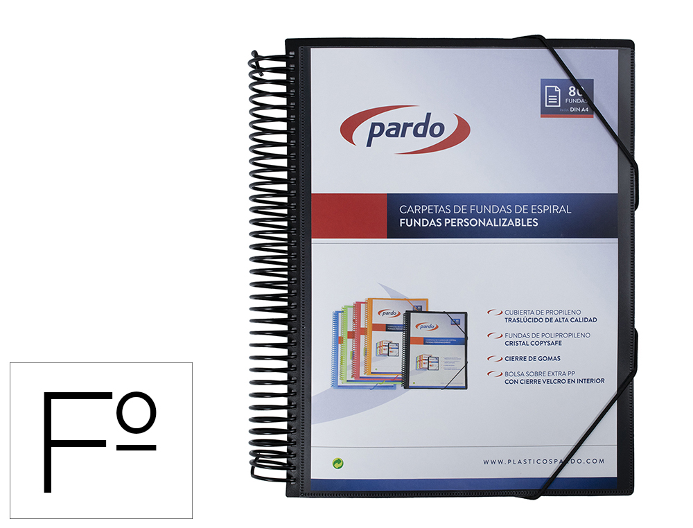 CAPA CATALOGO PARDO COM ESPIRAL 80 BOLSAS FOLIO PERSONALIZAVEL COR PRETO