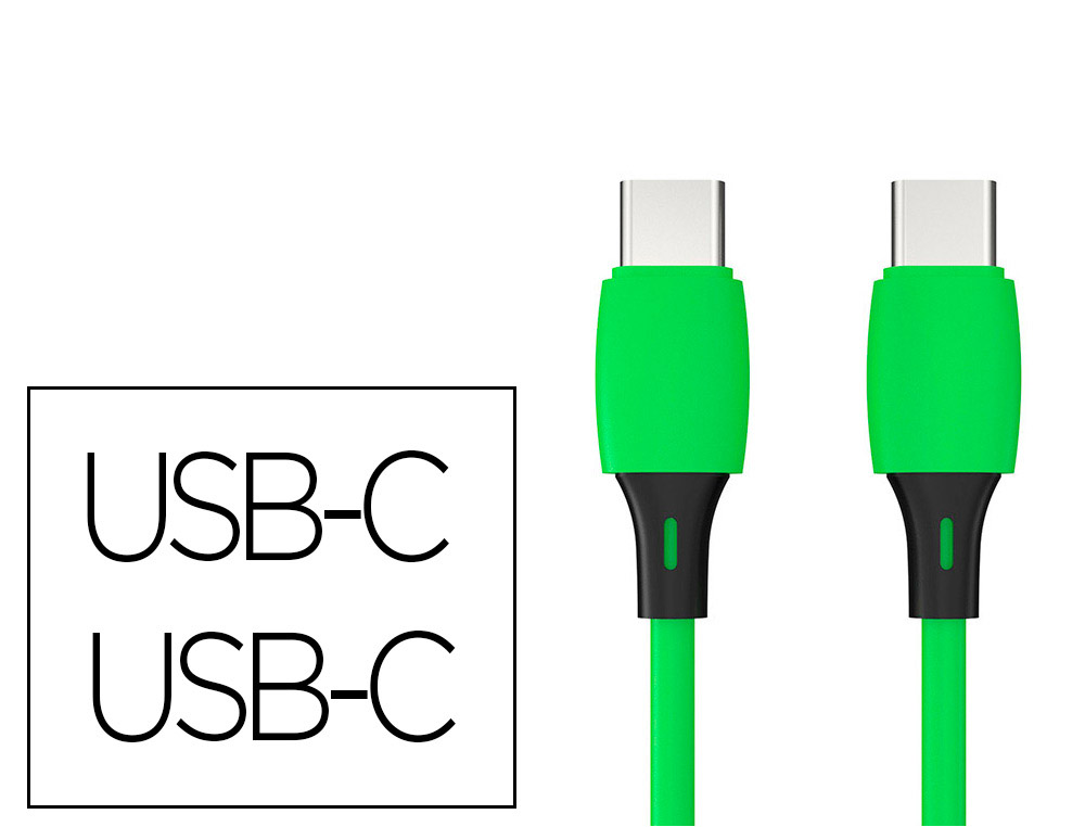 CABO USB-C A USB-C Q-CONNECT PVC COMPRIMENTO 1M VERDE