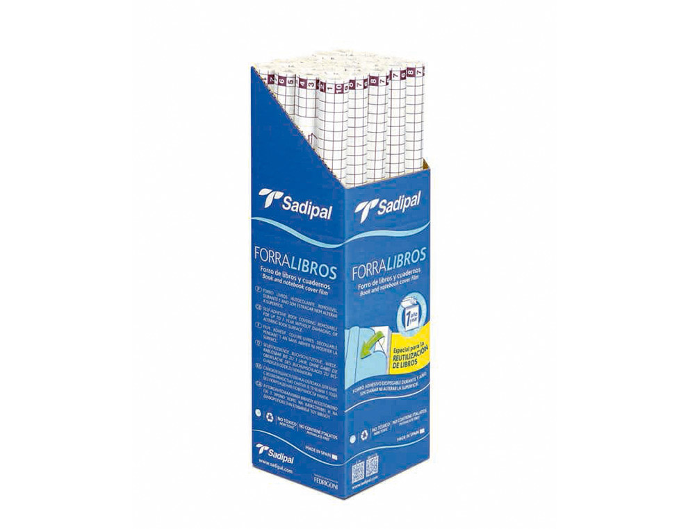 ROLO PLASTICO ADESIVO SADIPAL 0.33X1.50 MT 50 MC FORRA LIVROS REMOVIVEL 1 ANO