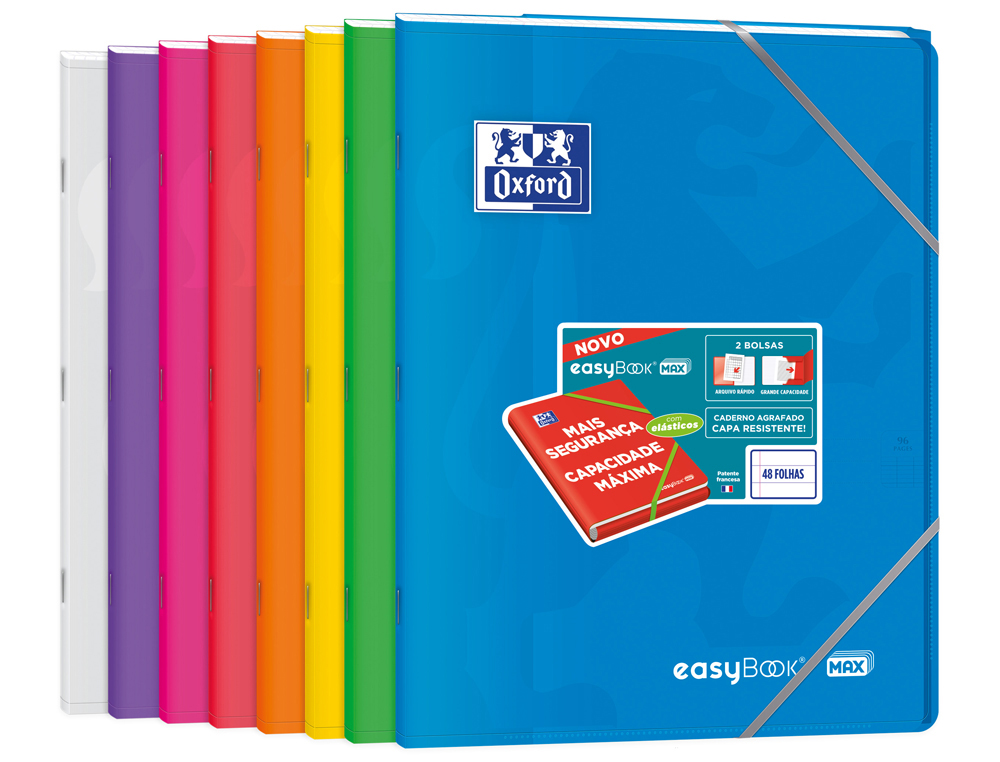 CADERNO ESCOLAR OXFORD EASYBOOK CAPA PLÁSTICO DIN A4+ 48 FOLHAS PAUTADO CORES SORTIDAS