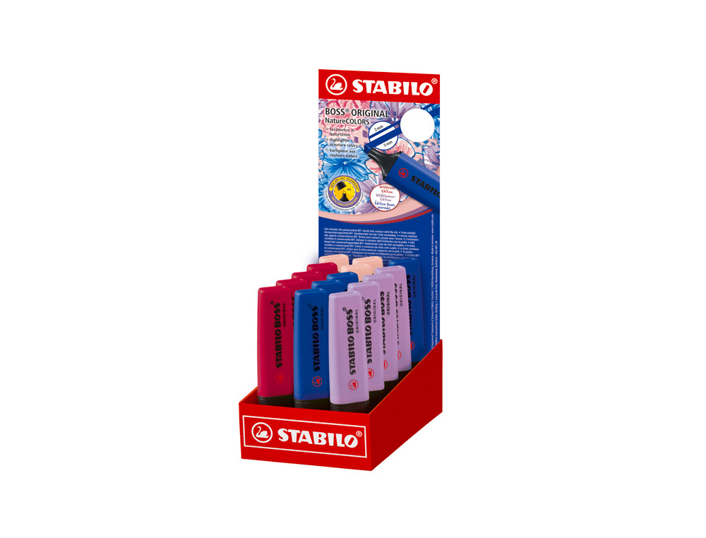 MARCADOR STABILO BOSS FLUORESCENTE NATURE COLORS EDICAO WILDFLOWER EXPOSITOR DE 15 UNIDADES CORES SORTIDAS