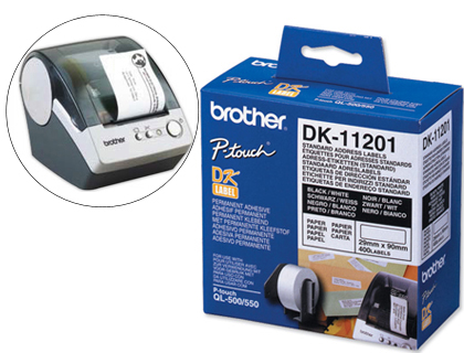ETIQUETAS PRECORTADAS BROTHER DK11201 BRANCA 29 MM X 90 MM PAPEL TERMICO DIRECAO 400 ETIQUETAS