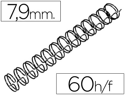 ESPIRAL GBC PRETA MODELO WIRE 3:1 7,9 MM N.5 COM CAPACIDADE PARA 60 FOLHAS