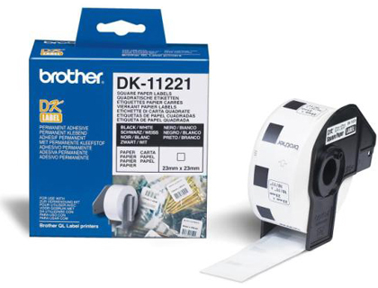 ETIQUETAS PRECORTADAS BROTHER DK11221 BRANCA 23 MM X 23 MM PAPEL TERMICO QUADRADAS 1000 ETIQUETAS