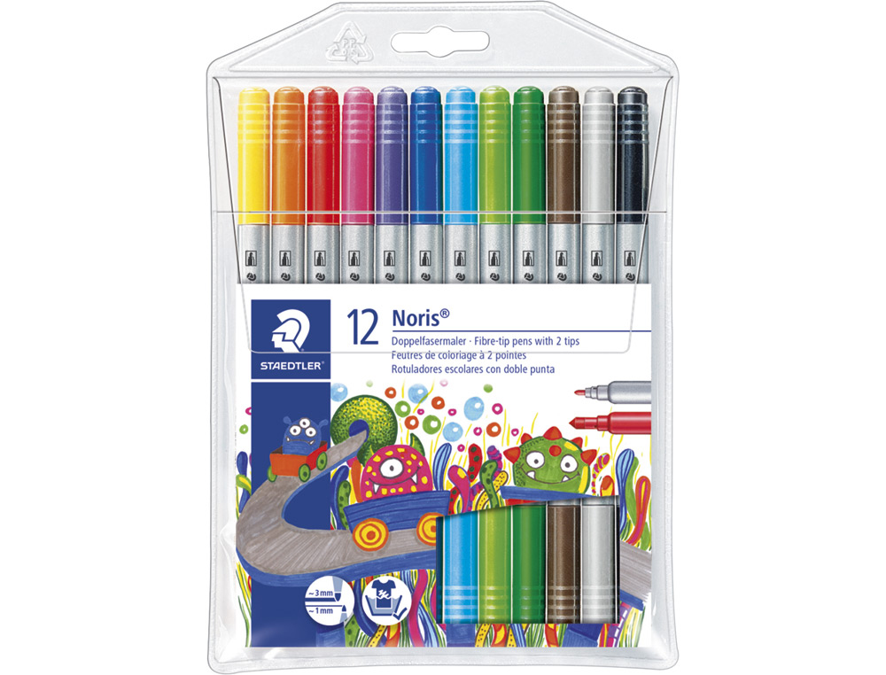 MARCADOR STAEDTLER NORIS CLUB DUPLA PONTA CAIXA DE 12 CORES SORTIDAS