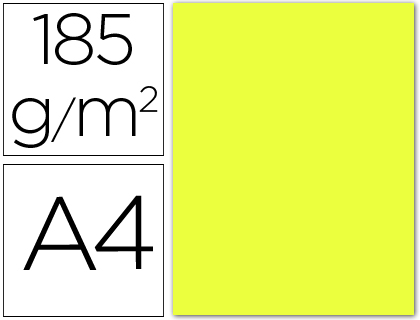 CARTOLINA GUARRO DIN A4 AMARELO LIMAO 185 GR PACK DE 50 FOLHAS