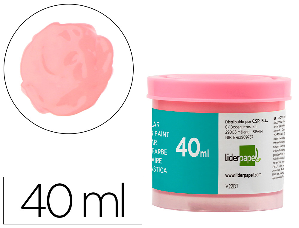 GUACHE LIDERPAPEL ESCOLAR 40 ML ROSA
