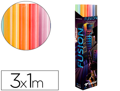 PAPEL KRAFT ROLLO 3X1 MT EXPOSITOR FUSION CON 24 ROLOS CORES SORTIDAS