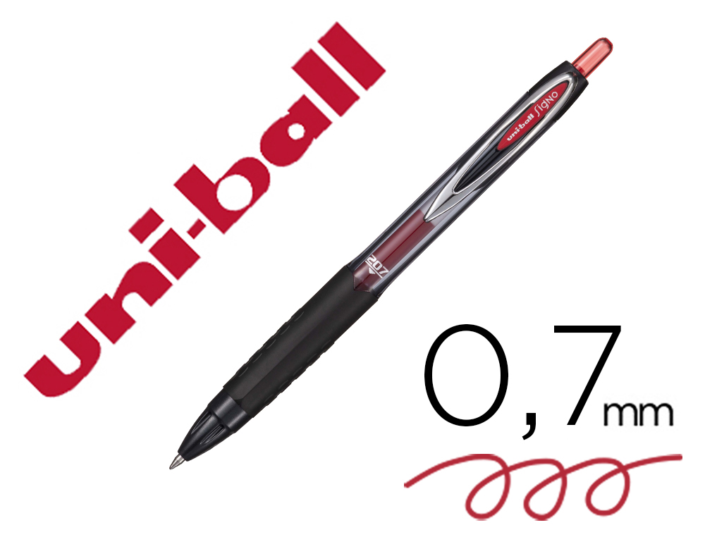 ESFEROGRAFICA UNI-BALL ROLLER UMN-207 RETRATIL 0,7 MM COR VERMELHO