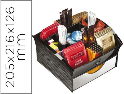 BANDEJA ORGANIZADORA CEP PREMIER COM 9 COMPARTIMENTOS APTA PARA ALIMENTOS POLIESTIRENO PRETO 20,5X21,6X12,6 CM