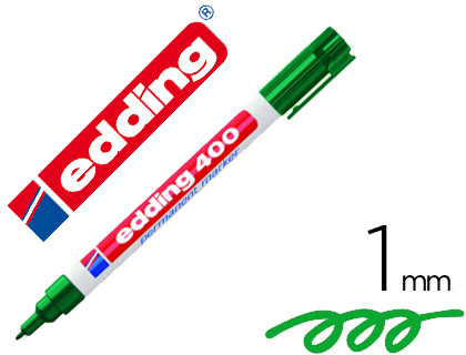 MARCADOR EDDING PERMANENTE 400 VERDE PONTA REDONDA 1 MM
