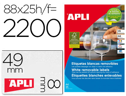 ETIQUETA ADESIVA APLI REMOVIVEL 10314 ESPECIAL JOALHERIA 45X8 MM FOTOCOPIADORA LASER TINTEIRO CAIXA COM 25