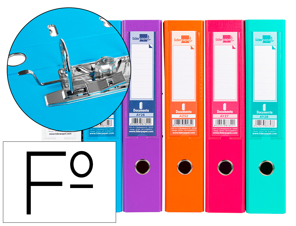 PASTA DE ARQUIVO DE ALAVANCA LIDERPAPEL DOCUMENTA PVC FOLIO LOMBADA 75 MM CORES SORTIDAS TRENDING BRANCO, LARANJA, CELES