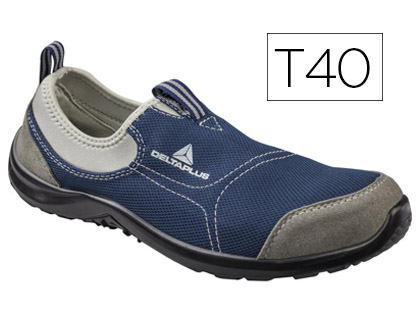 SAPATOS DE SEGURANCA DELTAPLUS DE POLIESTER E ALGODAO COM PALMILHA E PONTEIRA DE ACO COR AZUL MARINHO TAMANHO 40