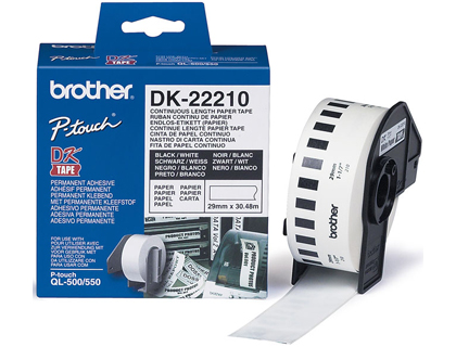 ETIQUETAS CONTINUAS BROTHER DK22210 BRANCO 29MM X 30,48M PAPEL TERMICO