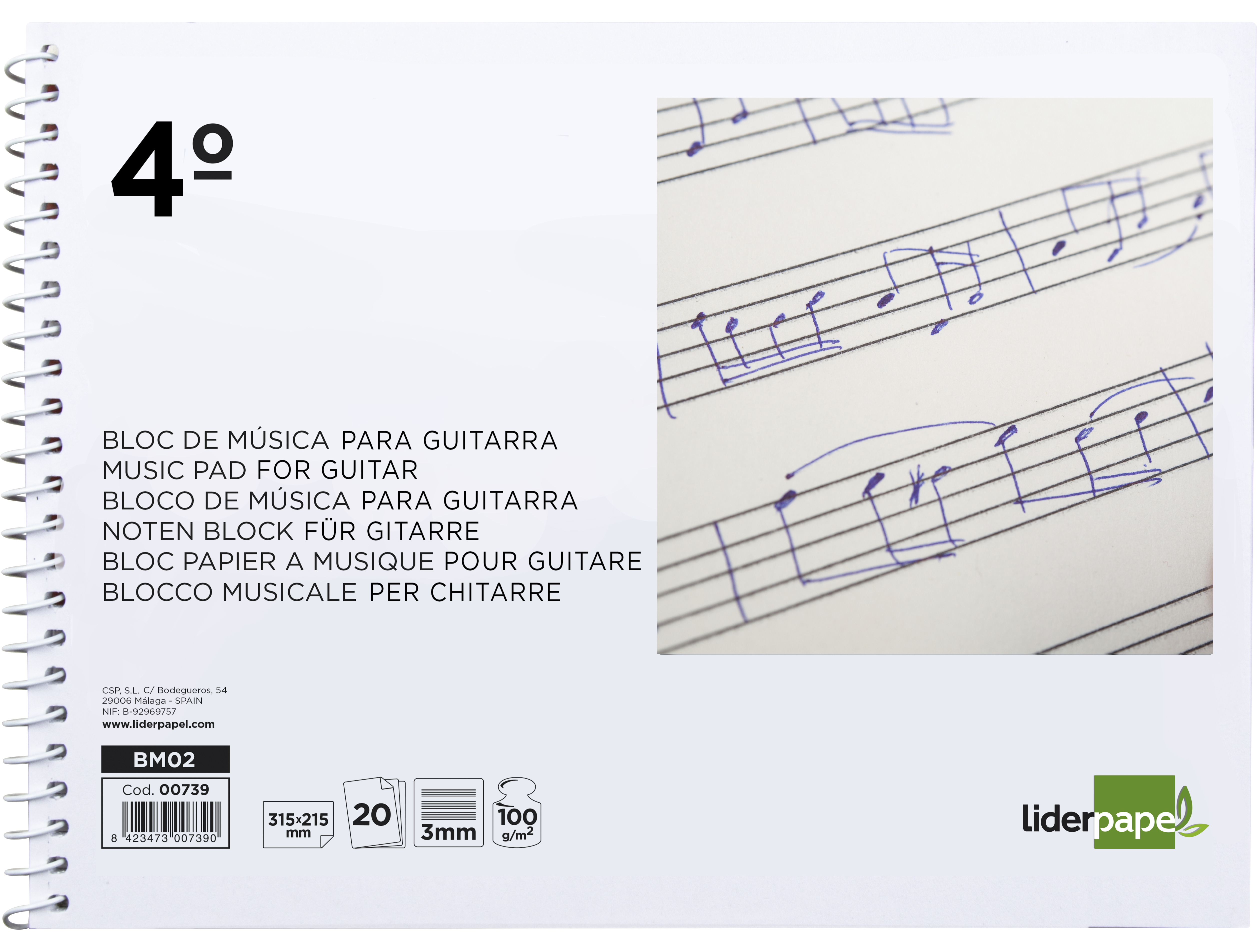 BLOCO MUSICA LIDERPAPEL QUARTO 20 FLS AO BAIXO GUITARRA