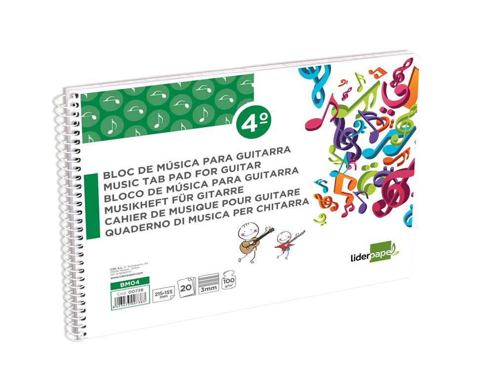 BLOCO MUSICA LIDERPAPEL QUARTO 20 FLS AO BAIXO GUITARRA