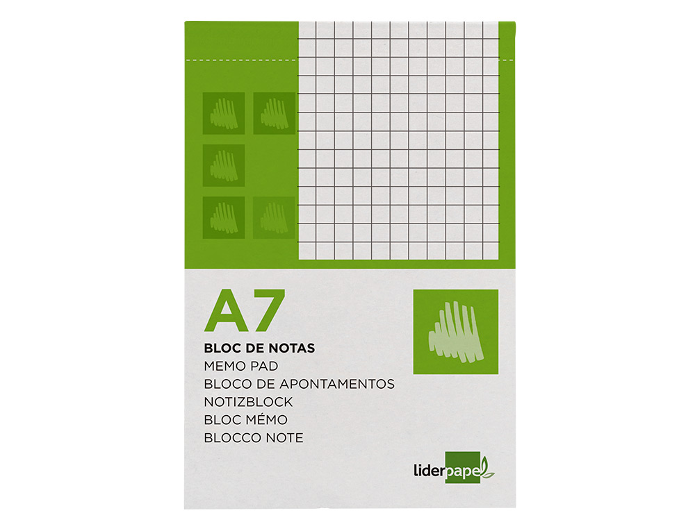 BLOCO DE APONTAMENTOS LIDERPAPEL DIN A7 80 F QUADRICULADO