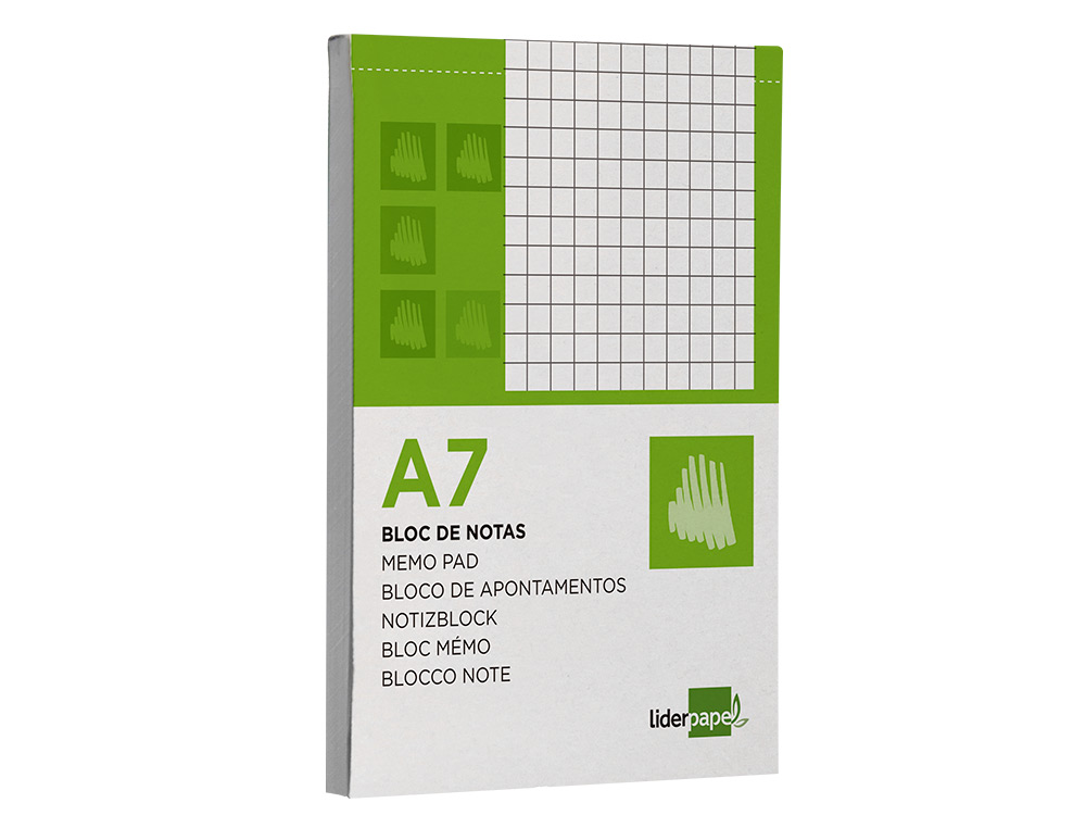 BLOCO DE APONTAMENTOS LIDERPAPEL DIN A7 80 F QUADRICULADO