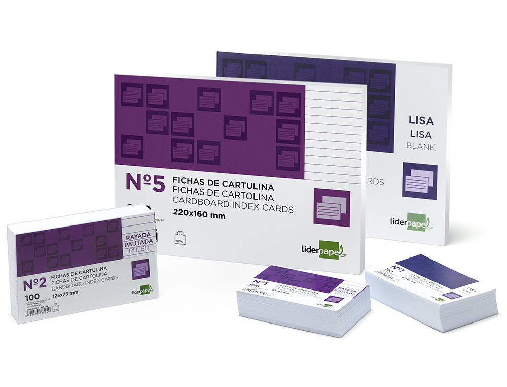 FICHAS EM CARTOLINA, EMB. COM 100, 75X125 MM, PAUTADO