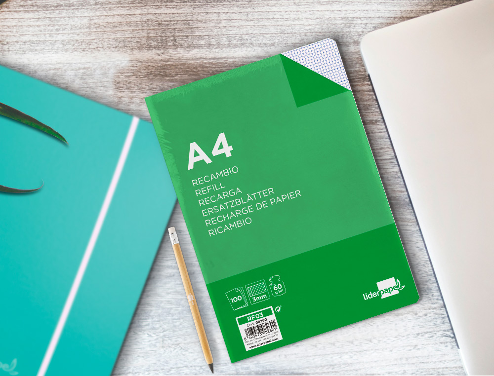 RECARGA LIDERPAPEL FOLIO 100 F 4TF-06 QUADRICULADO 3 MM 4 FUROS COM MARGEM