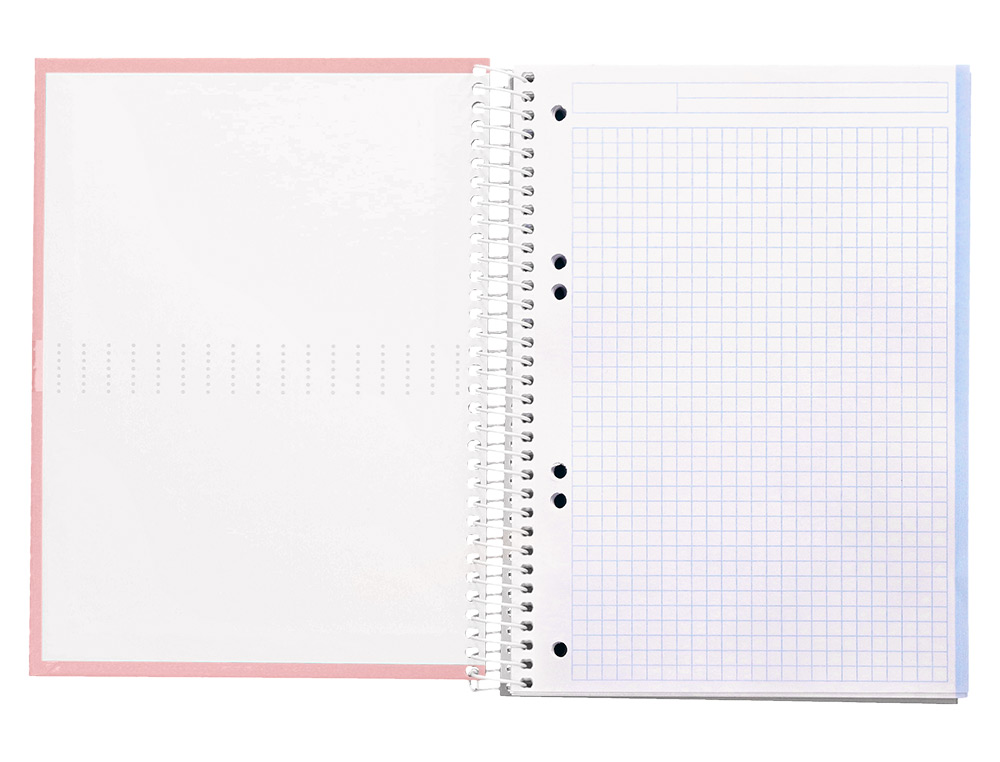 CADERNO ESPIRAL LIDERPAPEL CRAFTY MICRO DIN A5 CAPA FORRADA 120 F 90 GR QUADRICULA 5MM 5 BANDAS DE CORES 6 FUROS COR ROS