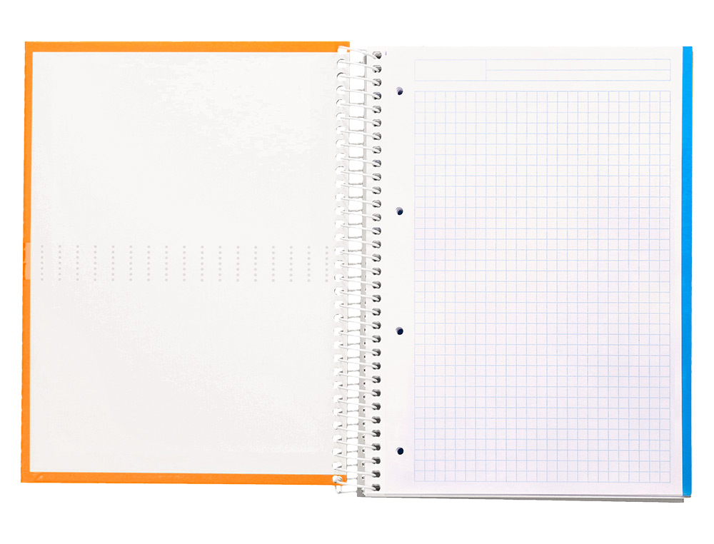 CADERNO ESPIRAL LIDERPAPEL CRAFTY MICRO DIN A4 CAPA FORRADA 120 F 90 GR QUADRICULA 5 MM 5 BANDAS DE CORES 4 CORES COR LA