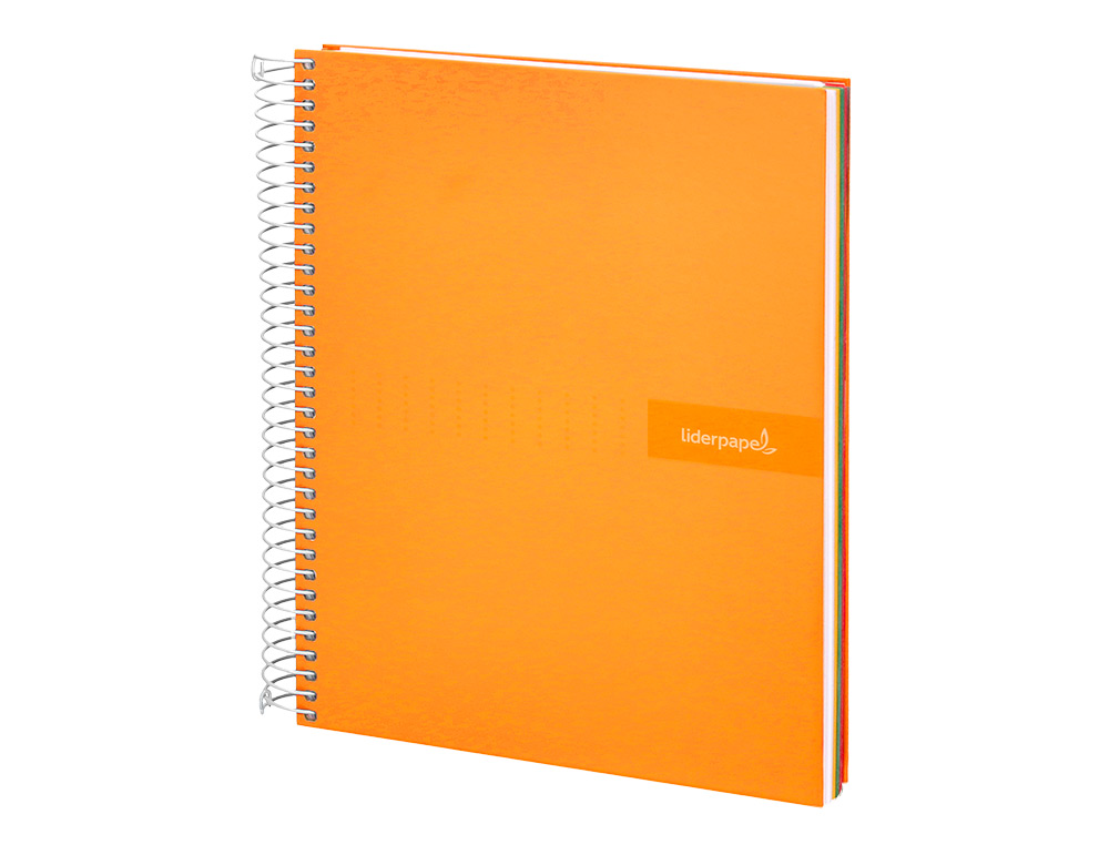 CADERNO ESPIRAL LIDERPAPEL CRAFTY MICRO DIN A4 CAPA FORRADA 120 F 90 GR QUADRICULA 5 MM 5 BANDAS DE CORES 4 CORES COR LA