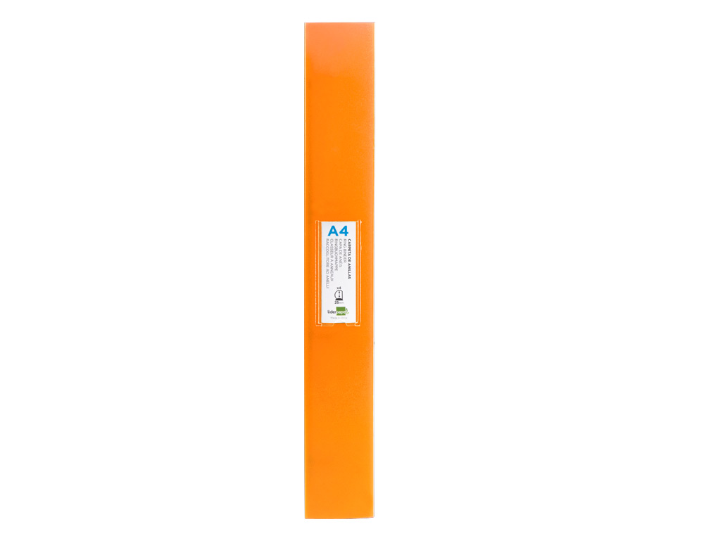 PASTA LIDERPAPEL POLIPROPILENO DIN A4 4 ANEIS 25 MM MISTOS LARANJA FLUOR OPACO
