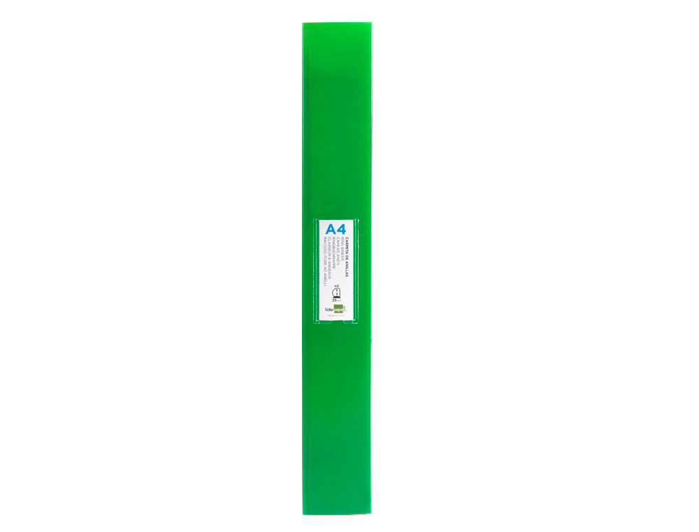PASTA LIDERPAPEL POLIPROPILENO DIN A4 4 ANEIS 25 MM MISTOS VERDE MAA OPACO