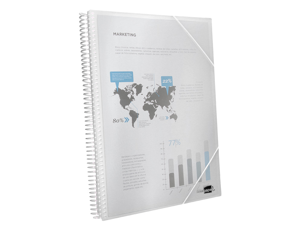 CAPA CATALOGO LIDERPAPEL COM ESPIRAL 20 BOLSAS POLIPROPILENO DIN A4 TRANSPARENTE