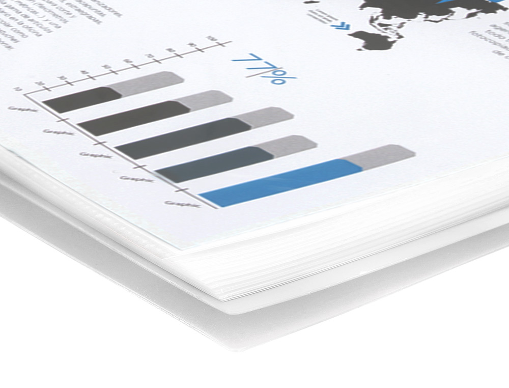 CAPA CATALOGO LIDERPAPEL COM ESPIRAL 20 BOLSAS POLIPROPILENO DIN A4 TRANSPARENTE