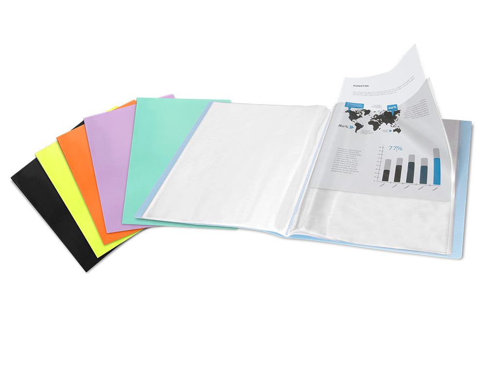 CAPA CATALOGO LIDERPAPEL 20 BOLSAS POLIPROPILENO DIN A4 AMARELO FLUOR OPACO