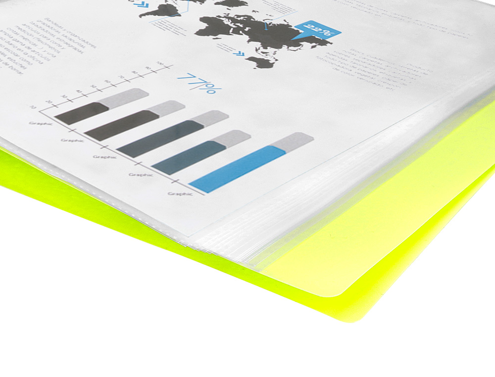 CAPA CATALOGO LIDERPAPEL 20 BOLSAS POLIPROPILENO DIN A4 AMARELO FLUOR OPACO