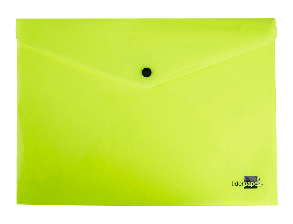 BOLSA PORTA DOCUMENTOS LIDERPAPEL COM MOLA DIN A4 AMARELO FLUOR OPACO 50 FOLHAS